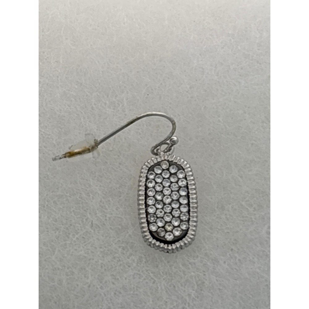 Earrings Silver Tone Rhinestone French Hook Oval Drop Dangle Style New - Picture 3 of 3